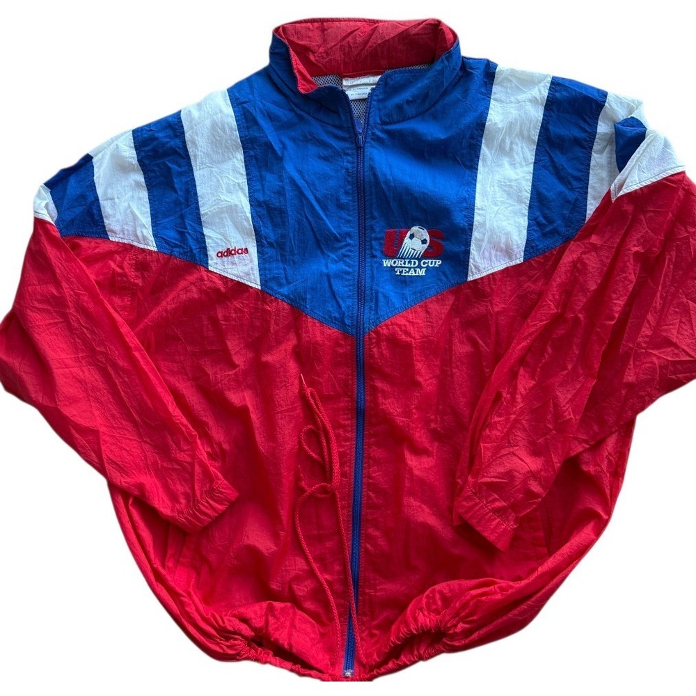 Vintage 1994 World Cup USA Adidas Windbreaker Jacket Mens Size XL Retro Red
